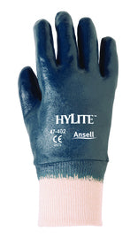 Ansell Size 8 Hylite® Medium Weight Nitrile Work Gloves With Blue Cotton Liner And Knit Wrist