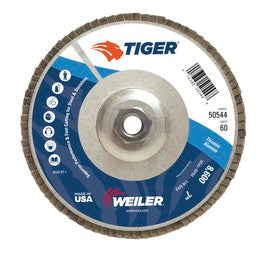 Weiler® Tiger® 7" X 5/8" - 11 60 Grit Type 29 Flap Disc