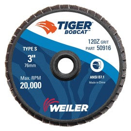 Weiler® Tiger® Bobcat 3" X Type S Mount 120 Grit Type 27 Flap Disc