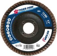 Weiler® Tiger Paw 4 1/2" X 7/8" 40 Grit Type 29 Flap Disc - PRICE IS PER EACH