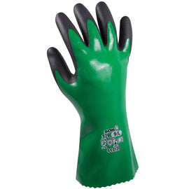 SHOWA® Size 8 Black And Green Polyester Seamless Knit Lined Nitrile Chemical Resistant Gloves