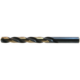 Drillco Nitro Series 400N 15/64" X 3 7/8" Black And Gold Oxide HSS Heavy Duty Jobber Length Drill Bit With Straight Shank And 2 5/8" Spiral Flute - PRICE IS PER Pack of 12