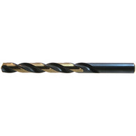 Drillco Nitro Series 480N NO 3 X 3 3/4" Black And Gold Oxide HSS Heavy Duty Jobber Length Drill Bit With Straight Shank And 2 1/2" Spiral Flute - PRICE IS PER Pack of 12