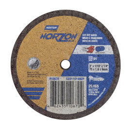 Norton® 3" X 1/16" X 1/4" NorZon Plus® Coarse Grit Ceramic Alumina Portable Type 01/41 Small Diameter Cut Off Wheel