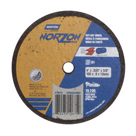 Norton® 4" X .035" X 3/8" NorZon Plus® Medium Grit Ceramic Alumina Portable Type 01/41 Small Diameter Cut Off Wheel