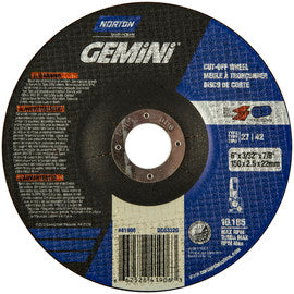Norton® 6" X 3/32" X 7/8" Gemini® Extra Coarse Grit Aluminum Oxide Type 27/42 Depressed Center Cutting Wheel