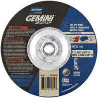 Norton® 7" X .125" X 5/8" - 11 Gemini®/RightCut® INOX/SS Extra Coarse Grit Aluminum Oxide Type 27/42 Depressed Center Cutting Wheel Price is Each