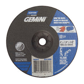 Norton® 4" X 1/8" X 3/8" Gemini® Extra Coarse Grit Aluminum Oxide Type 27 Depressed Center Combination Wheel