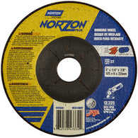 Norton® 5" X 1/4" X 7/8" NorZon Plus® Extra Coarse Grit Ceramic Alumina Type 27 Depressed Center Grinding Wheel Price is Each