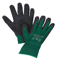 North® by Honeywell Size 10 NorthFlex Oil Grip 15 Gauge Light Weight Cut Resistant Black Nitrile Palm And Fingertip Coated Work Gloves With Green Seamless Nylon Liner And Knit Wrist