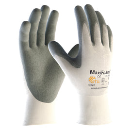 Protective Industrial Products Medium MaxiFoam® By ATG® 15 Gauge Gray Nitrile Palm And Finger Coated Work Gloves With White Nylon Liner And Continuous Knit Wrist