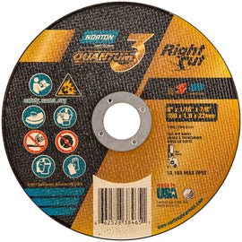 Norton® 6" X 1/16" X 7/8" Quantum3 RightCut Coarse Grit Aluminum Oxide Type 01/41 Right Angle Cut Off Wheel