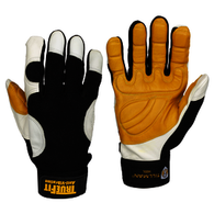 Tillman Large White, Gold And Black TrueFit Spandex And Goatskin Full Finger Mechanics Gloves With Hook And Loop And Elastic Cuff