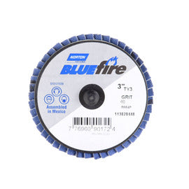 Norton® BlueFire 3" X Type III P60 Grit Type 27 Flap Disc